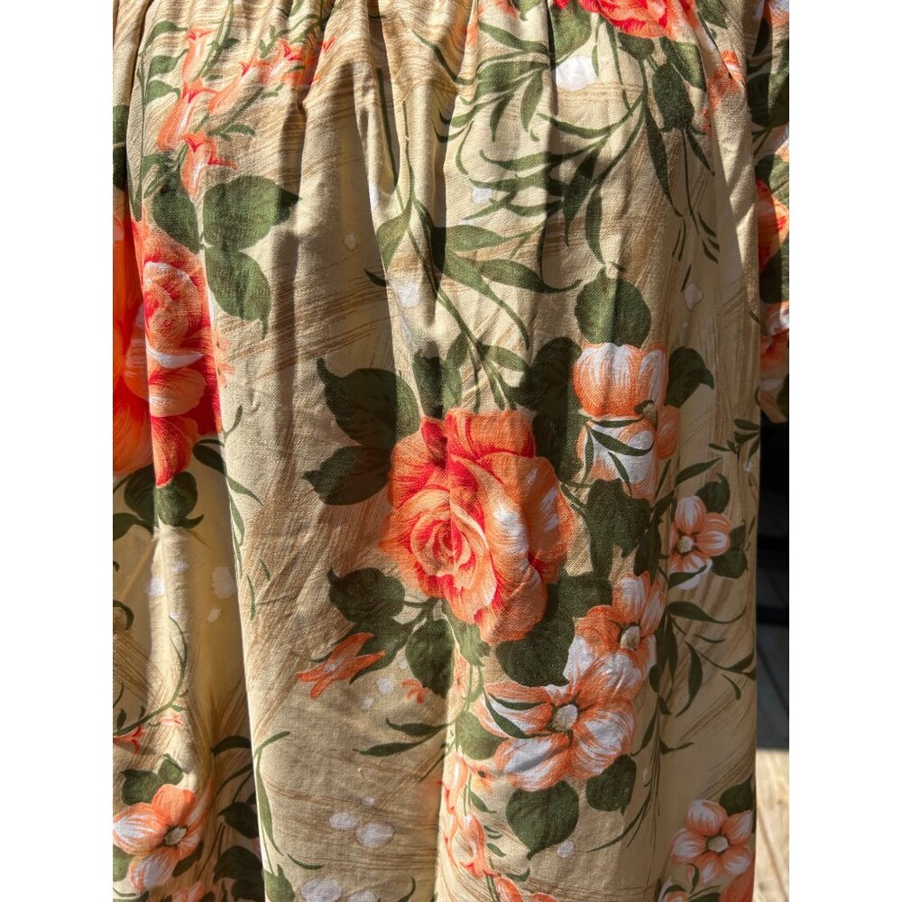 Vintage 70s Sears Floral MuuMuu Maxi Dress Caftan Hawaiian Print Sz  Lg 16-18 - Picture 2 of 9